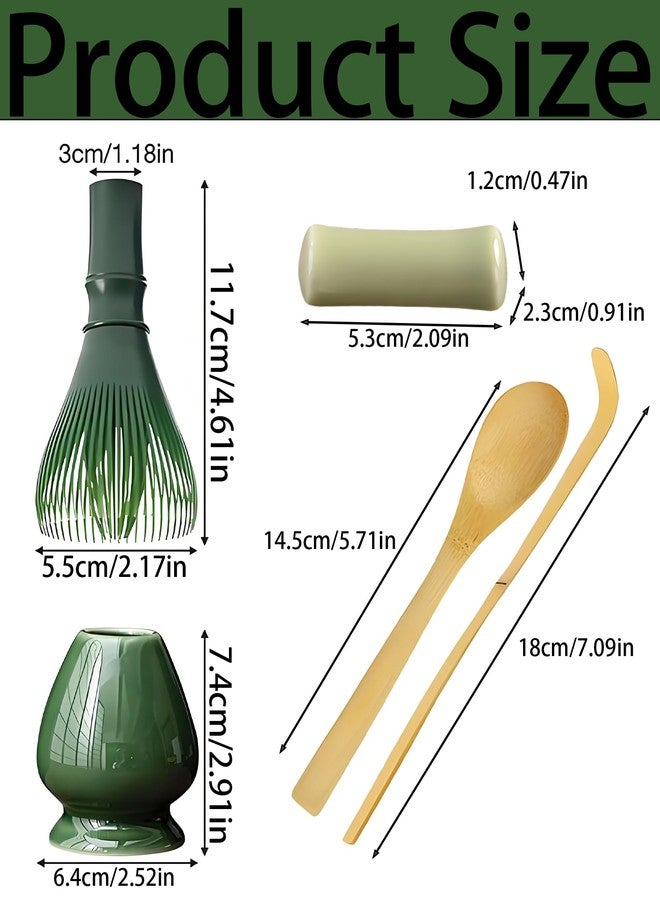 CartHome طقم خفاقة شاي ماتشا مكون من 5 قطع، حامل خفاقة ماتشا ياباني تقليدي، أدوات ماتشا خضراء للاستخدام المنزلي والمكتبي، مثالي لتنظيم ركن تحضير الشاي في المطبخ - Image 2